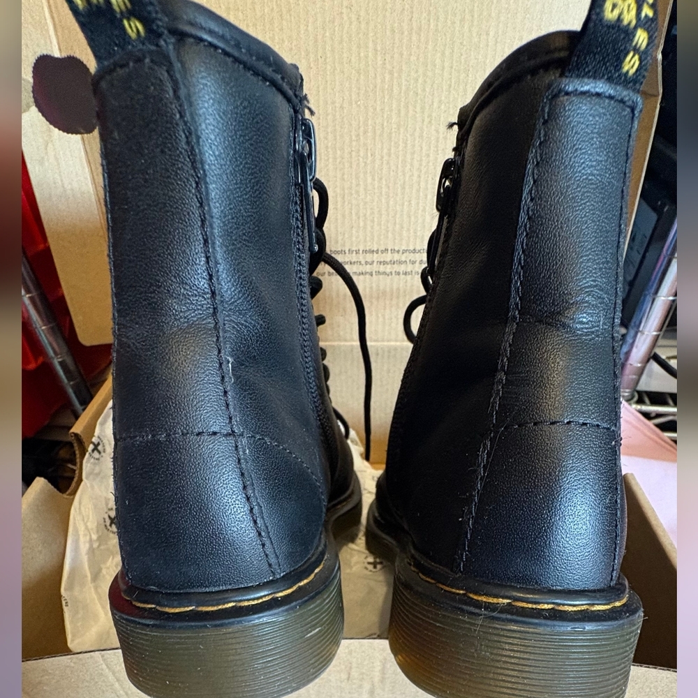 Dr. Martens Black Leather Girls Boots